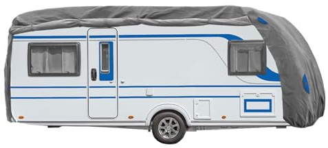Bestcount Wohnwagen Schutzhülle 550x250x220 cm - Caravan Abdeckplane | Atmungsaktiv, wasserabweisend, mit Reißverschluss & Befestigungsset – inkl. Aufbewahrungstasche