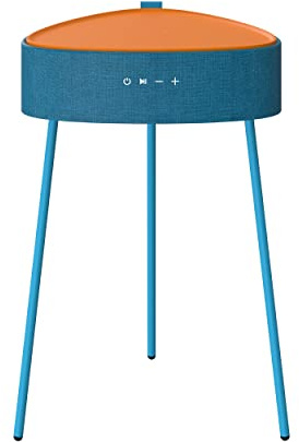 Fontastic „Mesu“ Bluetooth Lautsprecher, Stylische Musik-Box mit Freisprecheinrichtung und Wireless Ladefunktion, Speaker bis zu 6h kabellos Musik hören, Multifunktions-Tisch Schwarz (Blau)
