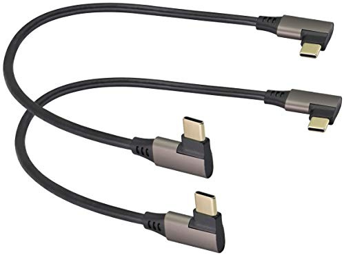 AAOTOKK Rechtwinkliges USB C zu USB C 3.1 Gen 2 Kabel (3A) USB 3.1 Typ C Verlängerungskabel von Männlich zu Männlich Schnellladung Kompatibel für Google Pixel 4 3 XL,MacBook (0,3 M/2 Stücke)