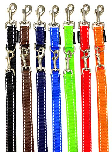 Hundeleine reflektierend große Hunde Doppelleine 2m / 2,40m / 2,80m / 3,50m / 5m verstellbar Made IN Germany (Neongrün 20mm, 3,50m)