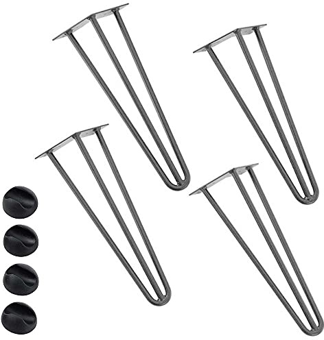 BAKAJI Set 4 Gambe da Tavolo Altezza 45 cm in Metallo Piedi per Tavolino Divano Sedie Panche e Mobili con Piedini Antiscivolo Design Moderno Industriale Colore Grigio Kit Montaggio Incluso