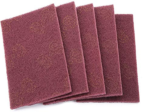 Scouring Pads, 5pcs/Set Scourer Scouring Pad Industrial Scourer Abrasive Finishing Pads(120 * 195 * 8mm-Rosso)