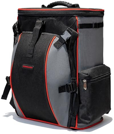 YESWELDER Welding Backpack, Large Capacity Professional Welding Tool Bag with Helmetcatch, Multipurpose Heavy Duty Welder Bag for Travel Hiking and Outdoor Activities