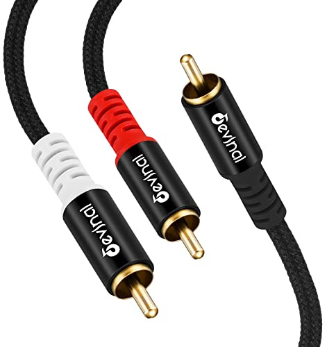 Devinal RCA Y Cable, RCA/Phono Y Splitter, RCA 1 Male to 2 Male Y Adapter, Male/Male Subwoofer Cable Gold Plated for subs/amps/Hi-Fis/Home Theater/receivers 10Feet/3M