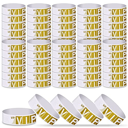 ASTARON Eintrittsbänder 300 Stück, VIP-Gold Einlassbänder für Events, Wasserdichte Festival Eintrittsbänder, Event Papierarmbänder Party Handgelenkband für Partys, Veranstaltungen, Clubs, Konzerte