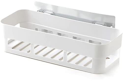 Cyrank Organizador de ducha, Estante de ducha sin perforación, Estante de baño de plástico, Estante de ducha adhesivo montado en la pared, Almacenamiento (Blanco)