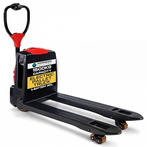 Horison Industries Fully Electric Pallet Truck, 1500kg Capacity | with 1150 mm Fork Lifting Trolley Jack, Two Slot Battery Easy Control Pallet Wheel Trolley for Moving Heavy Items