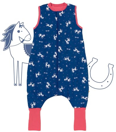 schlummersack Baby Schlafsack mit Füßen Sommer 1 Tog 70 cm dünn Pferde | Schlafsack mit Beinen und verlängerten Bündchen für eine Körpergröße von 70-80cm | Schlafsack Baby Sommer Frühling