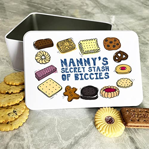 Fingerprint Designs Personalised Nanny's Secret Stash Of Biccies Cake Treat Sweets Biscuit Tin