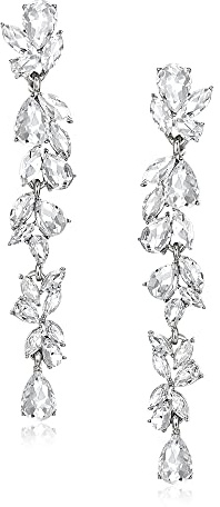 EVER FAITH Boucles d'oreilles pendantes en cristal avec strass - Style Art déco Marquise Longues boucles Pour femme, Cristal, Zircone cubique