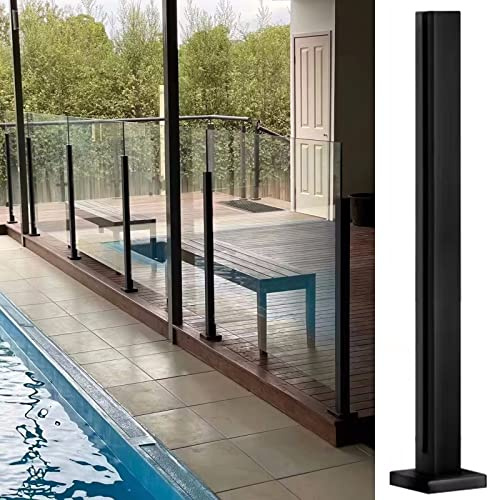 WAHHWF Glass Railing Post for Outdoor Pool - Deck/Commercial/Corridor/Lofts Fence Column System Glass Clip, Black Steel, Stair Railing Glass Panels Post (Color : Deep Coffee, Size : 85cm/33.5in)