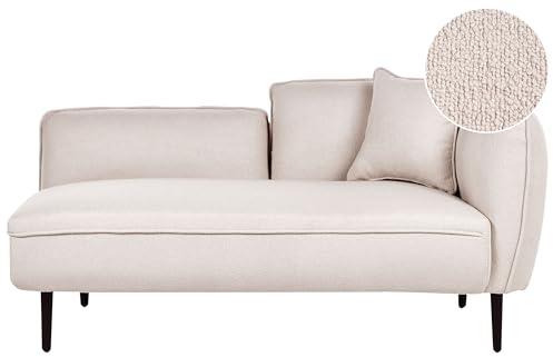 Beliani Chaiselongue Bouclé beige rechtsseitig mit Kissen Metallgestell modern Chevannes