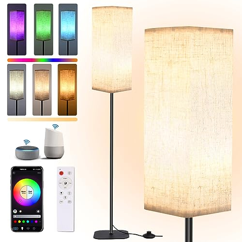 ZWOOS Smart Piantana Lampada da Terra, WiFi RGB Lampade da Terra Dimmerabile, Lampada Soggiorno 1600 Diecimila di Colori con Telecomando, APP Controllo, Compatibile con Alexa e Google Home, 170 cm