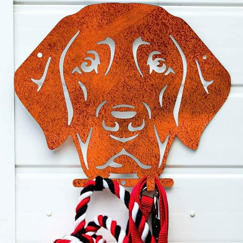 Vizsla Weimaraner Dog Lead Hook Holder Great Dane Pet Leash Coat Hanger Accessories Pointer Collar Wall Storage Lover Owner Gift Home Ornament Decoration (Natural Oxidised Dog Leash Holder)