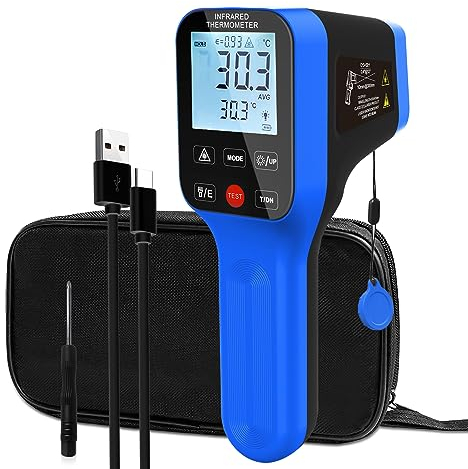 AIOMEST Pyrometer -50℃~1600℃ Hochtemperatur-Thermometer Pistole D:S=30:1 Dual-Laser-Industrie-IR-Temperatur w/Touch-Tasten, Wiederaufladbare Temperature Gun AI-1600 (NICHT für menschliche Temp)