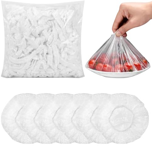 Wisebom 300 Stück Schrumpfbare Frischhaltebeutel, Wiederverwendbare Elastische Abdeckungen Universal Elastischer Stretch-Schüsseldeckel für Obst Gemüse Fleisch Lebensmittelkonservierung