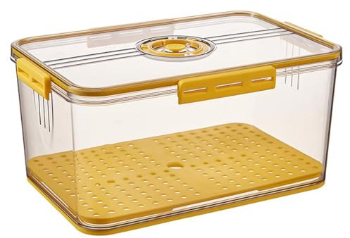 Qiebenav Boîte à pain hermétique pour réfrigérateur, plateau de service, boîte à pain, boîte à pain, boîte à pain, boîte de conservation alimentaire, jaune C