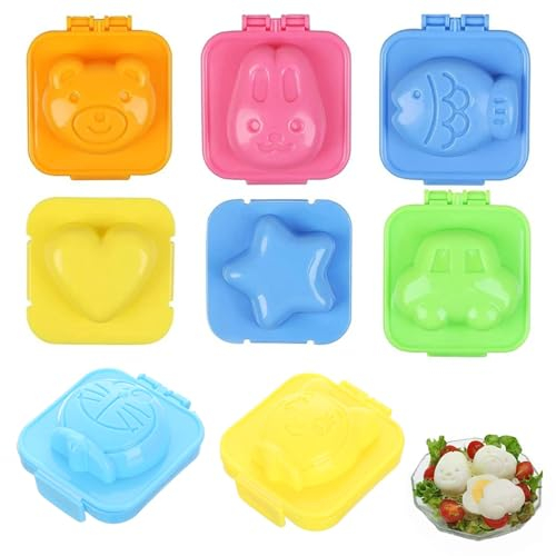 8 Stück Eierformer für Gekochte Eier - Niedlich Onigiri Maker, 3D Cartoon Eierformer Gekochte Eier, Gekochte Zubehör für DIY Onigiri Sushi Gekochte