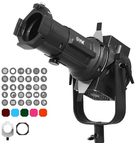 GVM Conical Optical Snoot Kit, Spotlight Snoot Photography with 40° Projection Lens, 30 Gobos and 5 Color Filters, Adjustable Focus Bowens Mount Snoot for Studio LED Video Lights Flash Up to 600W