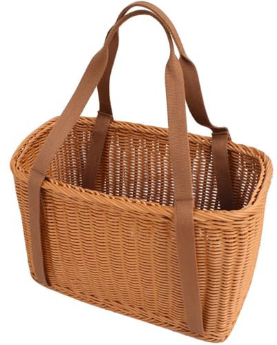 Cesta de frutas Cesta de frutas de mimbre con asas dobles, cesta de sauce grande natural, cesta vacía, huevos de Pascua, almacenamiento de dulces, cesta de vino for juguetes, flores Fruteros de cocina