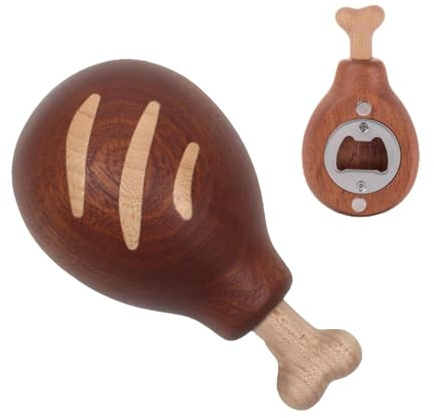 Lnhgh Abrebotellas con imán, abridor de botellas de cerveza, abridor de botellas magnético de madera de muslo de pollo, abridor magnético portátil multifuncional para refrigerador, para