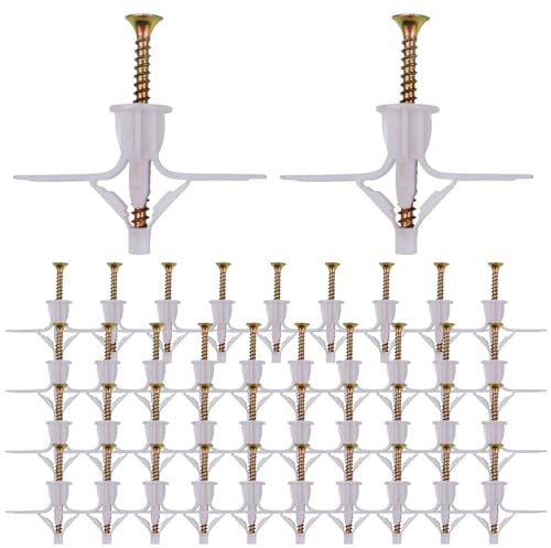 ancchor Screw – Ancrage de tube d'expansion galvanisé | Vis d'expansion | Chevilles murales pour plaques de plâtre | Ancrages de montage pour cloisons sèches pour armoires TV, cadres photo, armoires