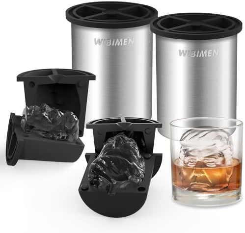 Clear Ice Cube Maker, 2 Pack Stainless Steel Clear Ice Maker for Old Fashioned Whiskey lover, Bourbon, Cocktail Gifts for Men on Birthday or Holiday, 2 Easy-Release Ice Ball Maker Mold
