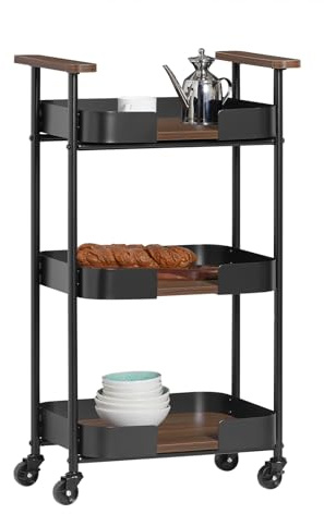 SoBuy Carrellino salvaspazio Carrello da portata a 3 ripiani Tavolino da divano Portata fino a 30 kg 50x32x86cm SVW23-SCH