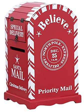 LXTIN Post-mount Mailboxes Creative Christmas Postbox Solid Wood Floor-standing Mailbox Posts For Home Garden Mailboxes Decorations (Red)