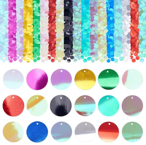 PH PandaHall 1530 Pailletten 18 Farben PVC Runde Transparente lose 20mm Schillernde für DIY Kunsthandwerk
