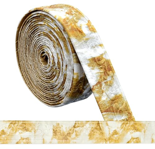 Självhäftande kant – 10 m x 8 cm x 5 mm – 3D-stuckaturlister, självhäftande, vattentät vägglist, lister, självhäftande, rullkant trim för hörn linjer, tak, dekoration, gyllene