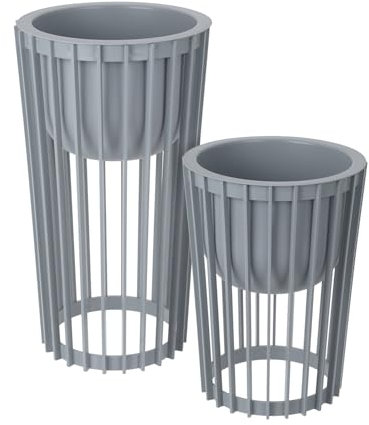 Juego de soporte para flores de 30 cm de diámetro x 40 cm de alto y 54 cm de alto, soporte para plantas de plástico resistente, se puede utilizar por ambos lados, taburete para flores para interior y