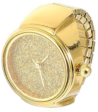 Holibanna Damenuhr Ringuhr mit Glitzerring Quarzuhrwerk Gold Schmuck Geschenk für Damen Herren Freizeit