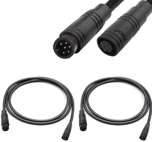 VISSQH 2 PCS Ebike 6 Pin Waterproof Extension Cable Connector e-bikes male and female Plug Wire,6 pin cable connector,for electric bike light,Throttle,Ebrake-50 cm