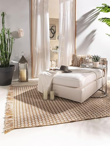 benuta Alfombra pura de material reciclado Morty – Amarillo 80 x 150 cm – Fibra sintética, Material reciclado – Rectangular & en estilo: Geométrico, Estilo bohemio, étnico, Hygge & Cozy – Fácil de