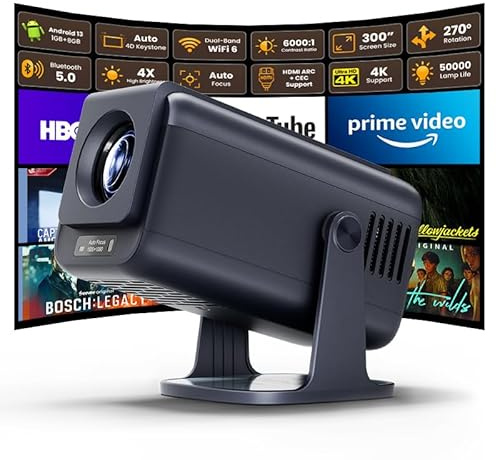 MÅNGATA Jako V1 Portable Mini Projector for Bedroom & Outdoor, Built-in Netflix & YouTube, for Phone & TV, FHD 1080P 4K Supported