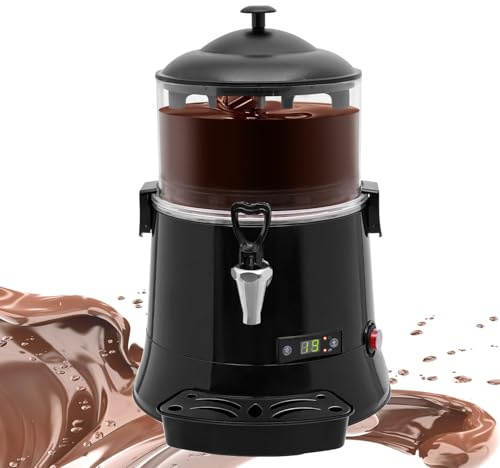 guoyjmm Machine à Chocolat Chaud, 5/10 L, Chauffe-Chocolat et Mélangeur, Distributeur de Boissons Chaudes à Température Réglable pour Chocolat, Café, Lait et Thé,Black-5L