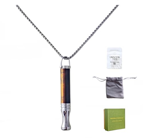 Andningshalsband med tigerögesten och aromaterapi | 70 cm kedja i rostfritt stål | Meditations- och mindfulnessverktyg för lugn, sömnmedel, ångest och stresslindring