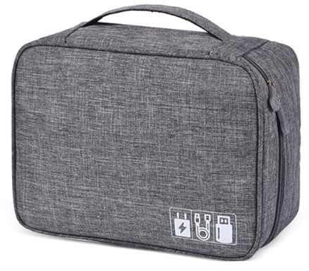 Megcdtr Electronic Organizer, Travel Cable Organiser Bag(Grey) | Universal Carry Travel Gadget Bag,Waterproof Electronics Accessories Storage Case for iPad Cables Chargers Hard Drive