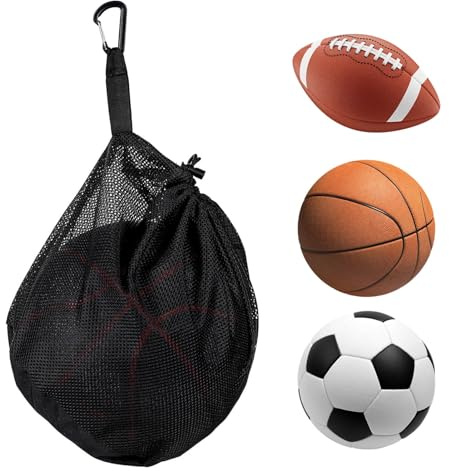 Hongoen Ballsack,Ballnetz 1 Ball,Rucksack Tragbare Ballnetz,Ball Netz,Ballnetz 5 Bälle,Netztasche Tragbare Faltbar mit Kordelzug für Fußball Tennis Kinder Erwachsene