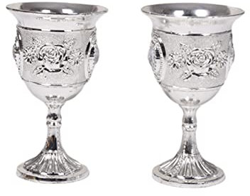 FONDOTIN Copa De Irrompible Aleación De Zinc Diseño De Incrustación Para Casa y Fiesta Plateada