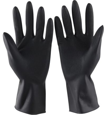 AMZLORD Schwarze Latexhandschuhe Nicht -Slip -Haushaltsputzhandschuhe zur Kochreinigung (L)