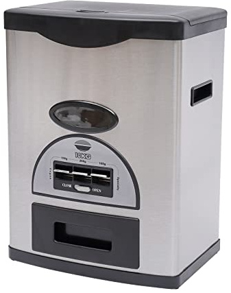 HIPUDNLM 22 Lbs Auto Rice Dispenser,Stainless Steel Rice Dispenser for Home Kitchen Pantry Organization,Black