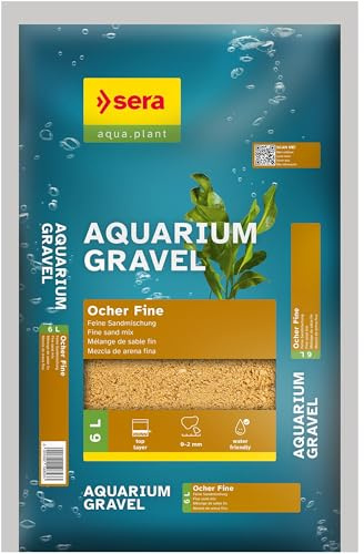 Sera Aquarium Gravel Ocher Fine 6 L | Substrato per Tutti Gli acquari d’Acqua Dolce | Sicuro per Pesci, Loricaridi e gamberetti | Aspetto Naturale