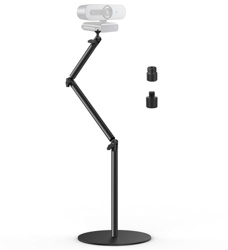 Supporto da scrivania con base rotonda per fotocamera, in alluminio, flessibile, monopiede, con vite da 1/4 3/8 5/8 per fotocamera DSLR, luce, webcam, live streaming, vlogging