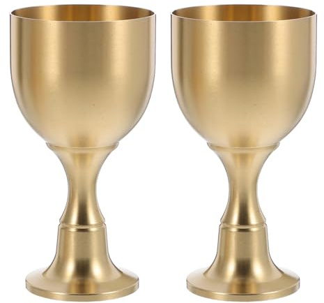CIYODO 2 Piezas Copas Vintage de Latón Cáliz Medieval para Vino Copa Ritual para Bodas y Fiestas Temáticas Diseño Retro Elegante y Compacto