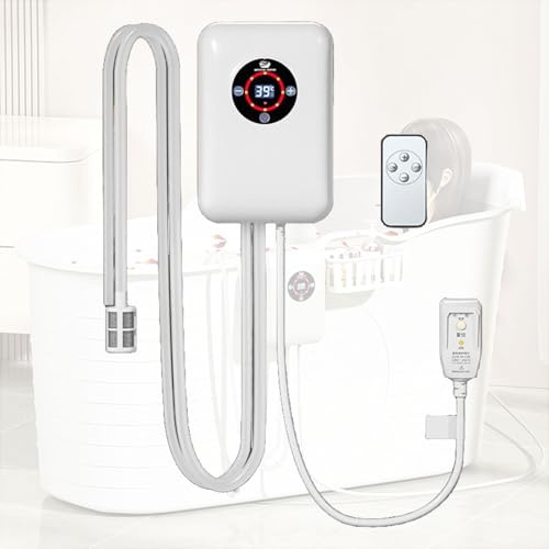 Weyot Portable Water Heater, 30-43°C Thermostat, Constant Temperature Heating, for Folding Bathtub Small Swimming PoolWhite,22x14.8x7.5cm