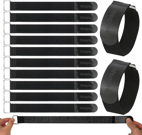 10Pack Elastic Cinch Straps 1 x 12 Heavy Duty Fastening Hook and Loop Nylon Straps Reusable Adjustable Cable Straps for Cords & Cable Management, Home, Garage, Travel