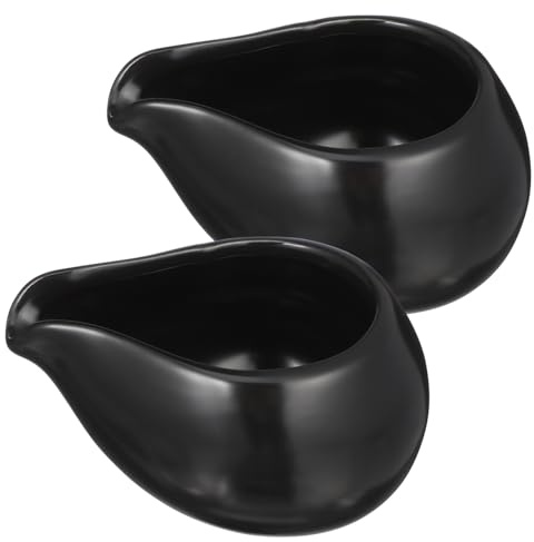 Toyvian 2pièces Ceramic Milk Jugs Set Noir Pots à Lait Résistants Avec Bec Verseur Pour Sauce Miel Et Petit-déjeuner Accessoire Cuisine Pratique Et Facile à Nettoyer