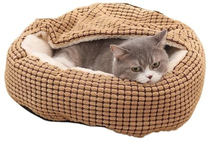 EUIYCBA Letto ortopedico rotondo per animali domestici, caldo e invernale, anti-stress, per cani e gatti, con tappetino soffice, accessorio ortopedico per cuccioli (caffè, L diametro 60 cm)